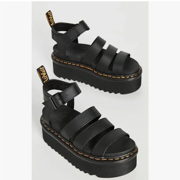 NWOT - Black Dr. Martens Women's Blaire Quad Fisherman Platform Sandal - Picture 2 of 3